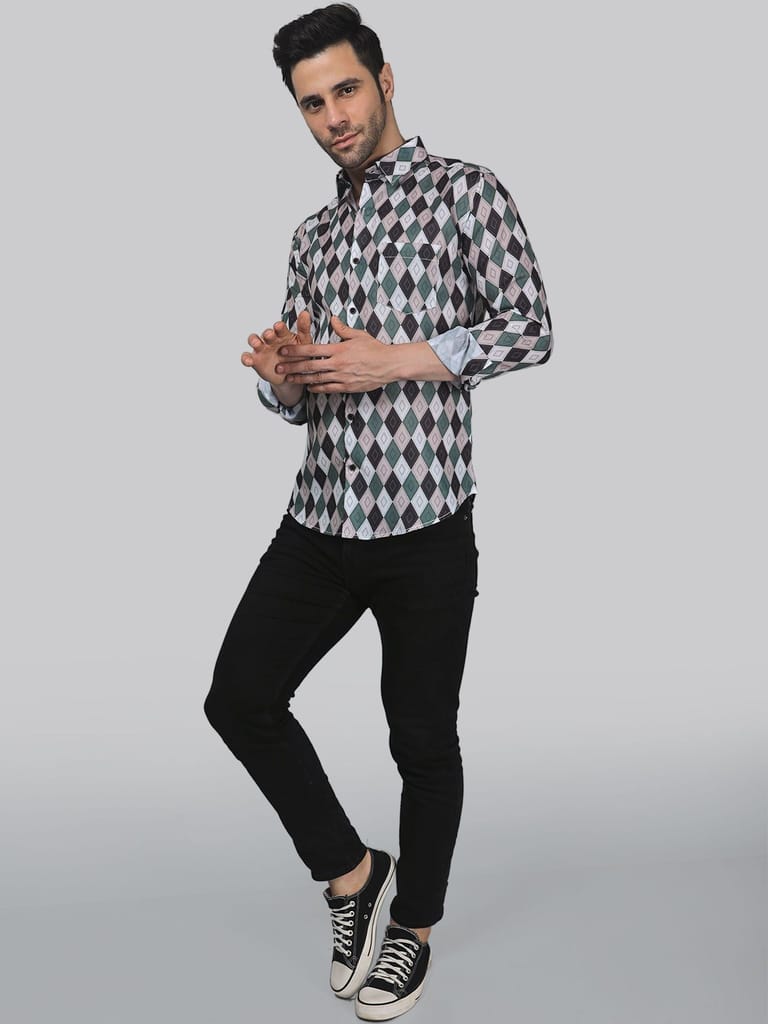 Preppy Men's Printed Shirt