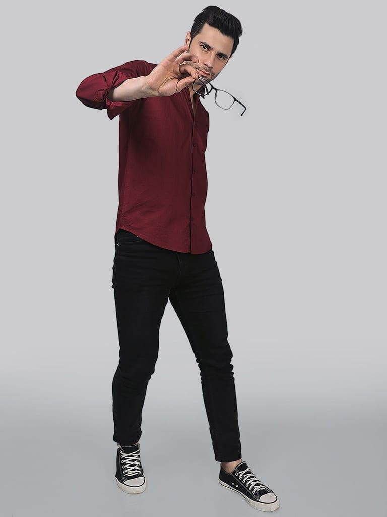 Sleek Maroon Men's Shirt