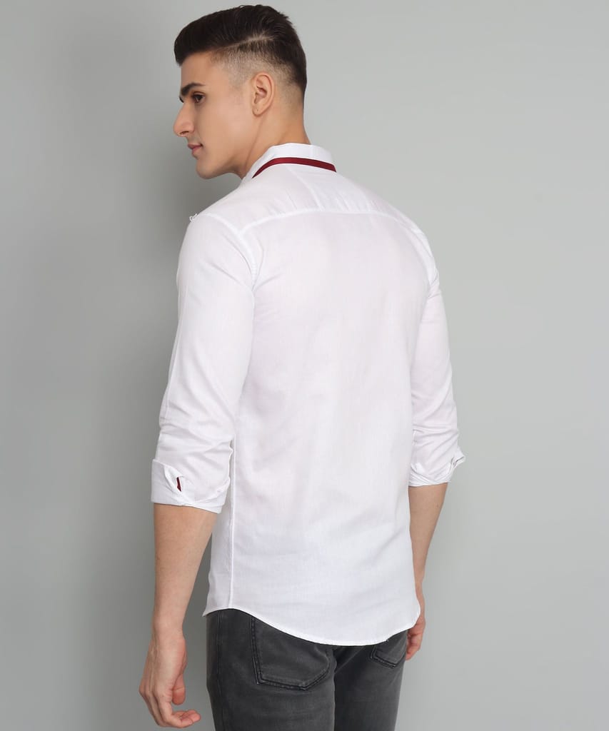Rough Premium White Solid Men's Shirt
