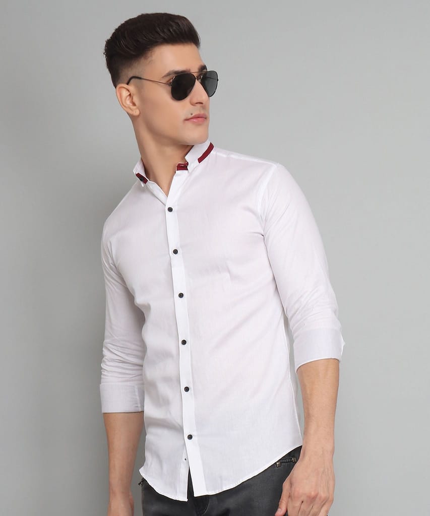Rough Premium White Solid Men's Shirt