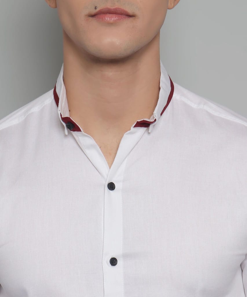 Rough Premium White Solid Men's Shirt