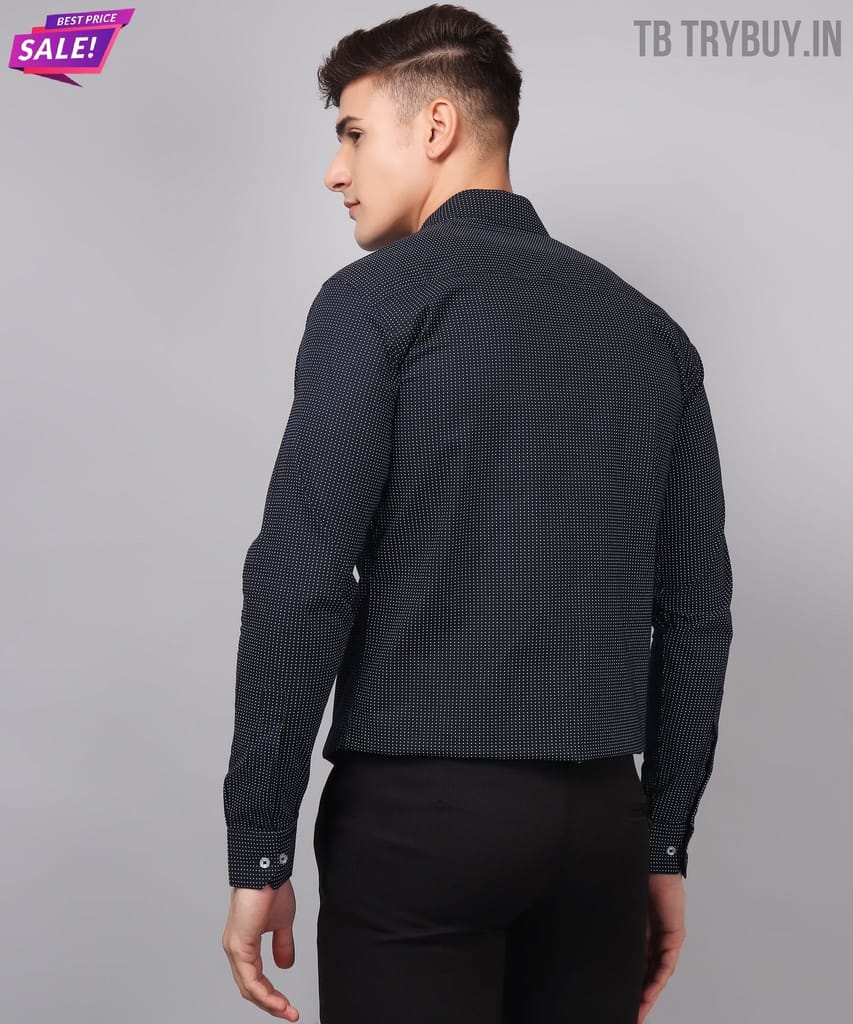 Dot Printed Navy Blue Men's Shirt