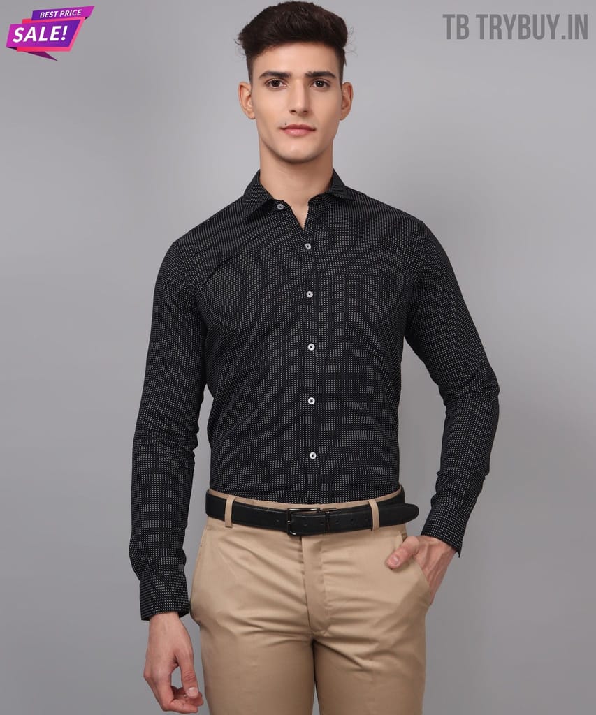 Dot Printed Black Men's Shirt