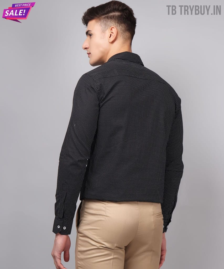 Dot Printed Black Men's Shirt