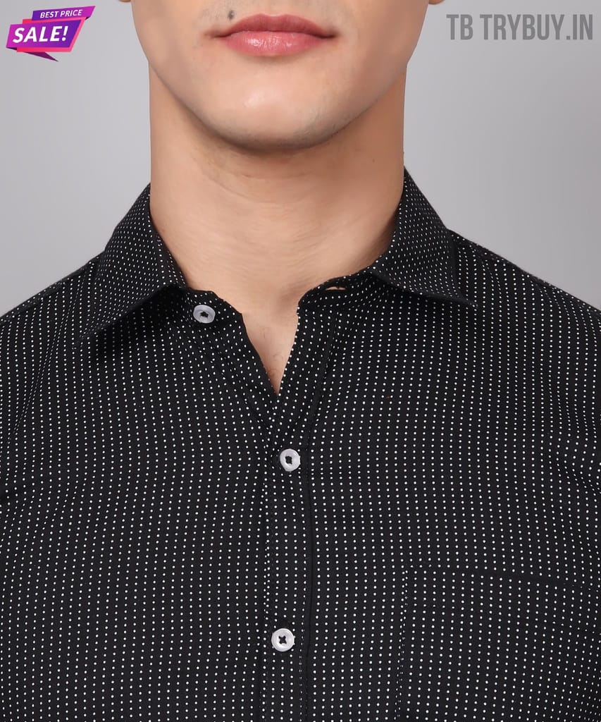 Dot Printed Black Men's Shirt
