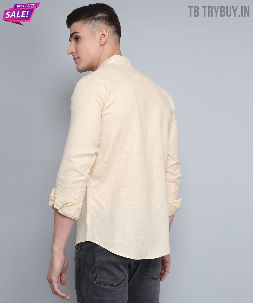Men's Cream Double Pocket Shirt