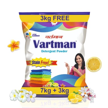Vartman Double Power Detergent Washing Powder Lemon 7KG + 3KG Free