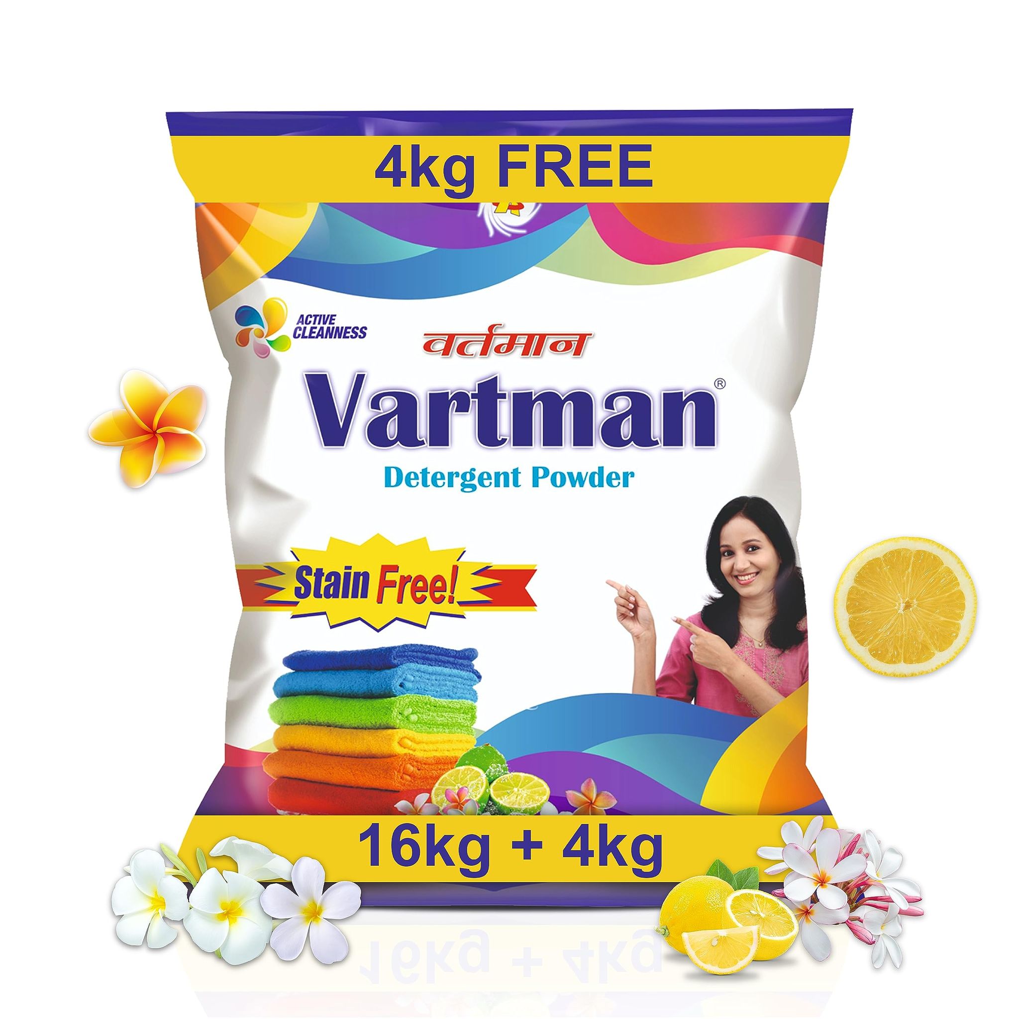Vartman Double Power Detergent Washing Powder Lemon 16KG + 4KG Free