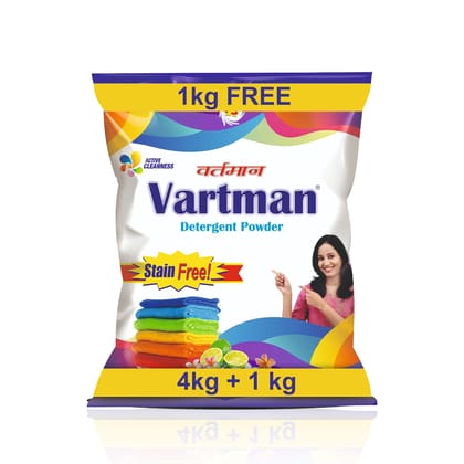 Vartman Double Power Detergent Washing Powder Lemon 4KG + 1KG Free