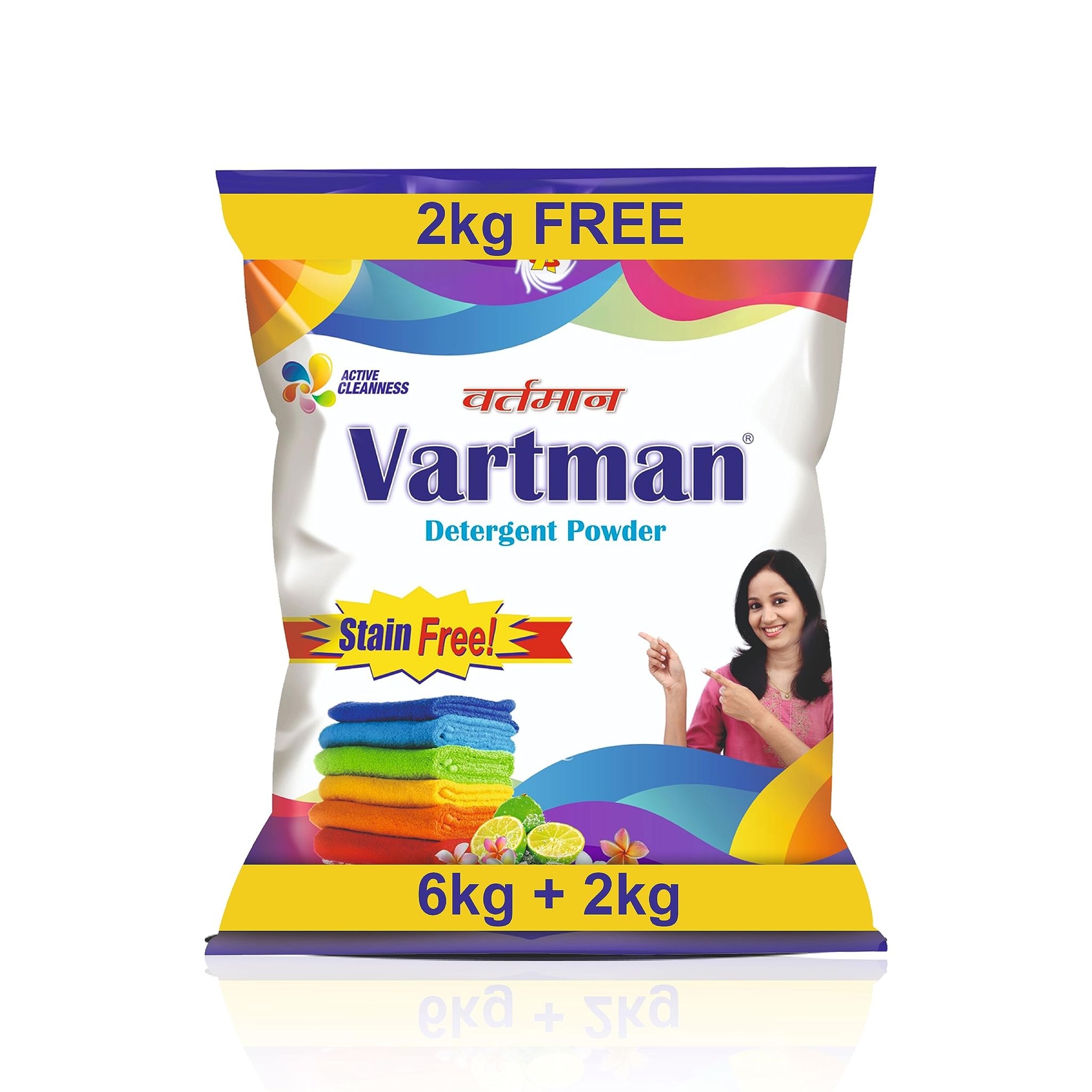 Vartman Double Power Detergent Washing Powder Lemon 6kg + 2kg FRE