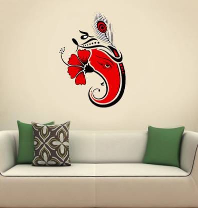 black red ganesha side phose wall stickers