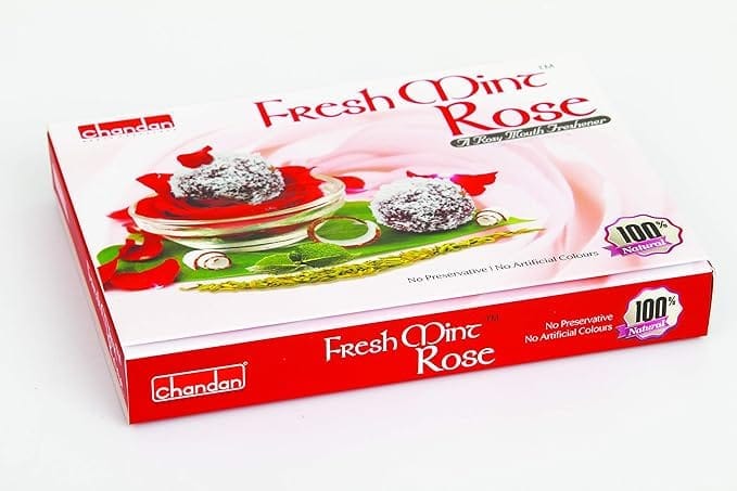 Chandan Mouth Freshener Fresh Mint Rose Pan 100% Natural | 30 Pieces | 180 grams | No Preservatives and No Artificial Colours