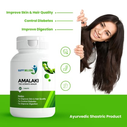 Happy Millions Ayurvedic  Amalaki (Amla) - The Ultimate Healer |  60 Tablets