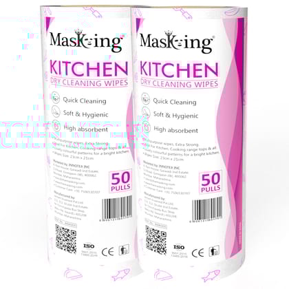 Masking Super Soft Colorful Pattern Non-Woven Kitchen Cleaning Tissue Roll| Paper Towel |High Absorbent Wipe for Cleaning,Pink Each Roll 50 Pulls - 2 ROLLS