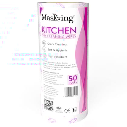 Masking Super Soft Colorful Pattern Non-Woven Kitchen Cleaning Tissue Roll| Paper Towel |High Absorbent Wipe for Cleaning,Pink Each Roll 50 Pulls - 1 ROLL