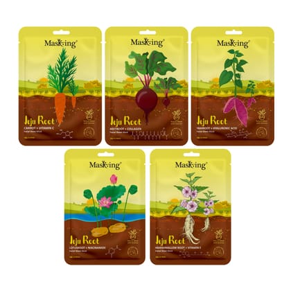 MasKing Jeju Root face sheet mask for skin Inflammatory & Firming,men and women, Pack of 5