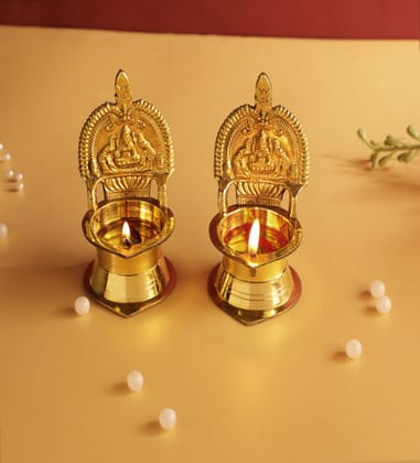 BulkySanta Pure Brass Kamakshi Deepa Big Size | Kamatchi vilakku | Kamakshi Devi Oil Lamp (12 cm Long)