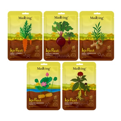 Masking Jeju Root face sheet mask for skin Soothing & Inflammatory, for women & men, pack of 5