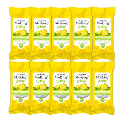 Masking Cleansing and Hydrating Mini Wet Wipes for Face, Makeup Removal Skin Moisturising, Travel friendly Wipes for women and man Combo of Lemon Pack 10 (80 Wipe) Masking Cleansing and Hydrating Mini Wet Wipes for Face, Makeup Removal Skin Moisturising, Travel friendly Wipes for women and man Combo of Lemon Pack 10 (80 Wipe)