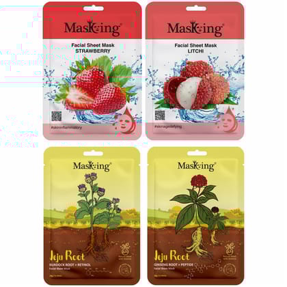 Beauty and Jeju Facial sheet mask combo set for skin Brightening, Ideal for men and Women, Pack of 4 Beauty and Jeju Facial sheet mask combo set for skin Brightening, Ideal for men and Women, Pack of 4