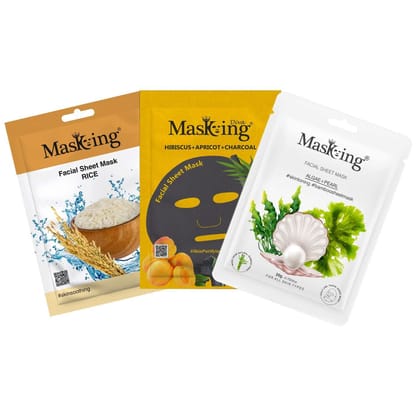 MasKing Beauty, Bamboo & charcoal Facial Sheet Mask for glowing, Calming and Smoothening, Anti Acne Combo Pack of 3 MasKing Beauty, Bamboo & charcoal Facial Sheet Mask for glowing, Calming and Smoothening, Anti Acne Combo Pack of 3