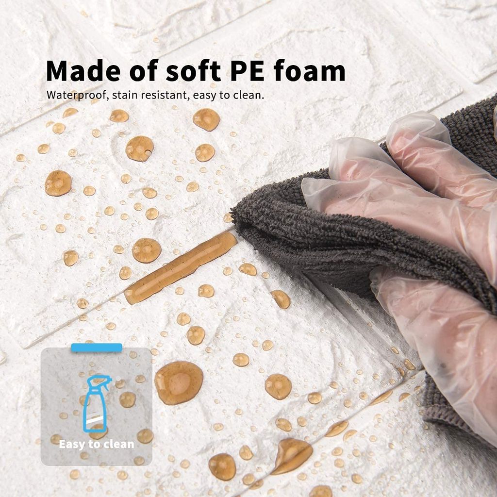 ZANIC 3D White Brick Wallpaper for Wall PE Foam Wall Stickers Self Adhesive DIY Wall Decor (70 x 77cm, WHITE )