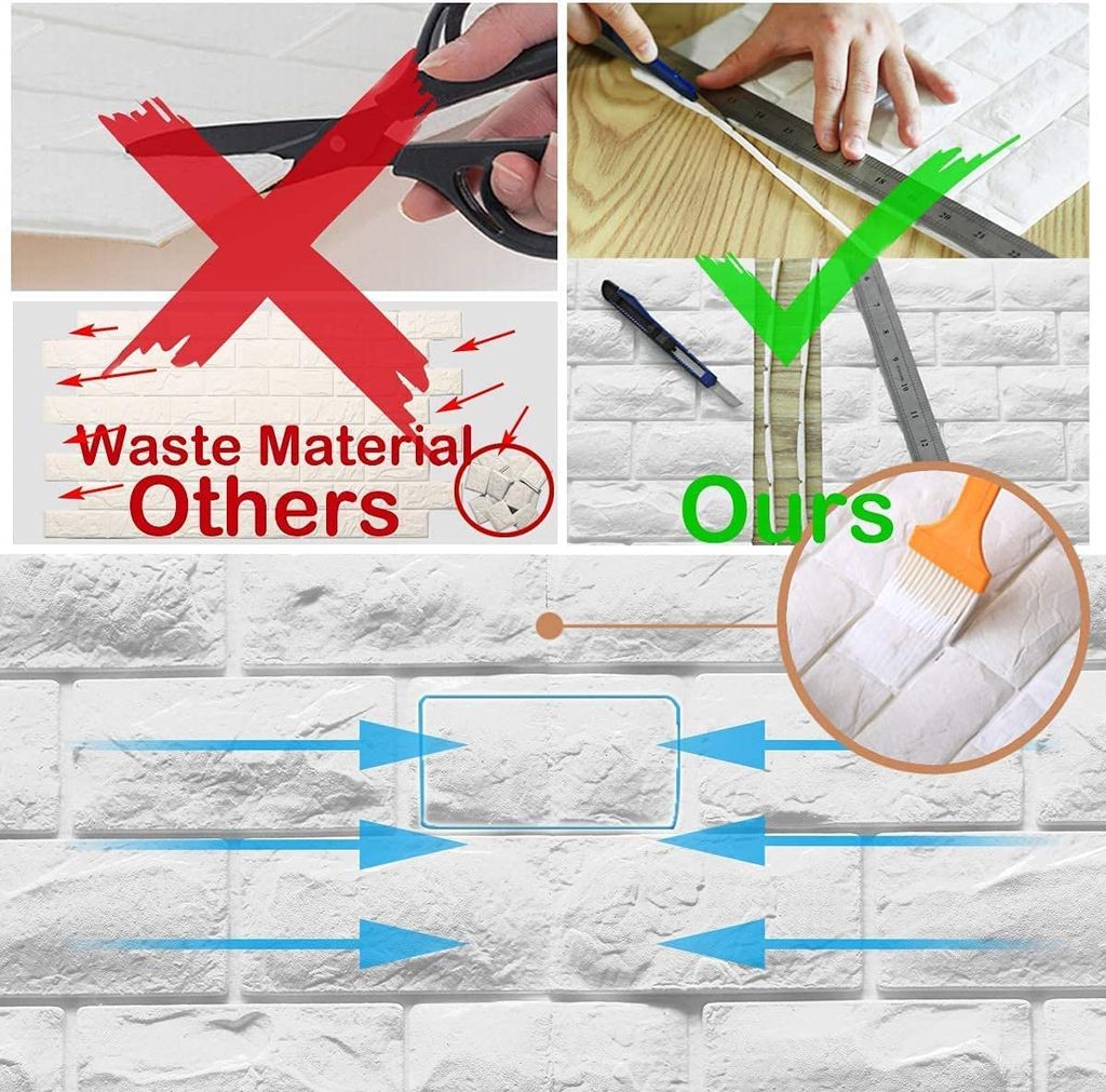 ZANIC 3D White Brick Wallpaper for Wall PE Foam Wall Stickers Self Adhesive DIY Wall Decor (70 x 77cm, WHITE )