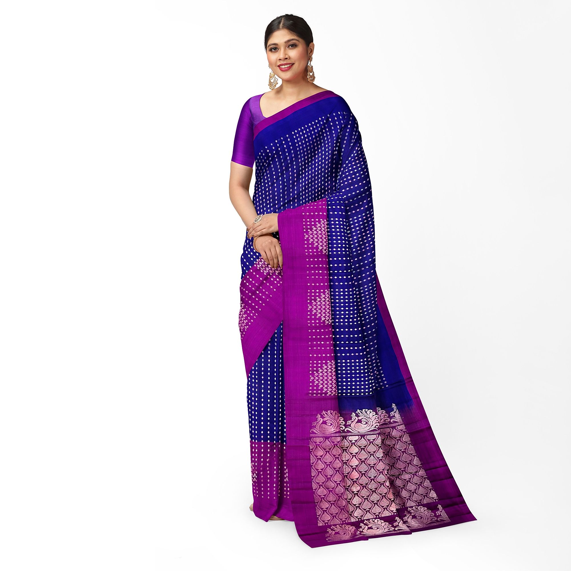 Dark Blue Pure Kanjivaram Silk Saree