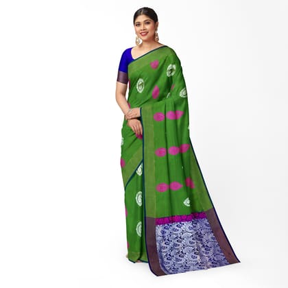 Dark Green Color Mixed Soft Silk Saree with Unstitched Blouse