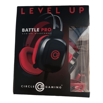 Circle Battle Pro Over-Ear Gaming Headphone - Amplify Your Gameplay (Red/Black) (2 wire)