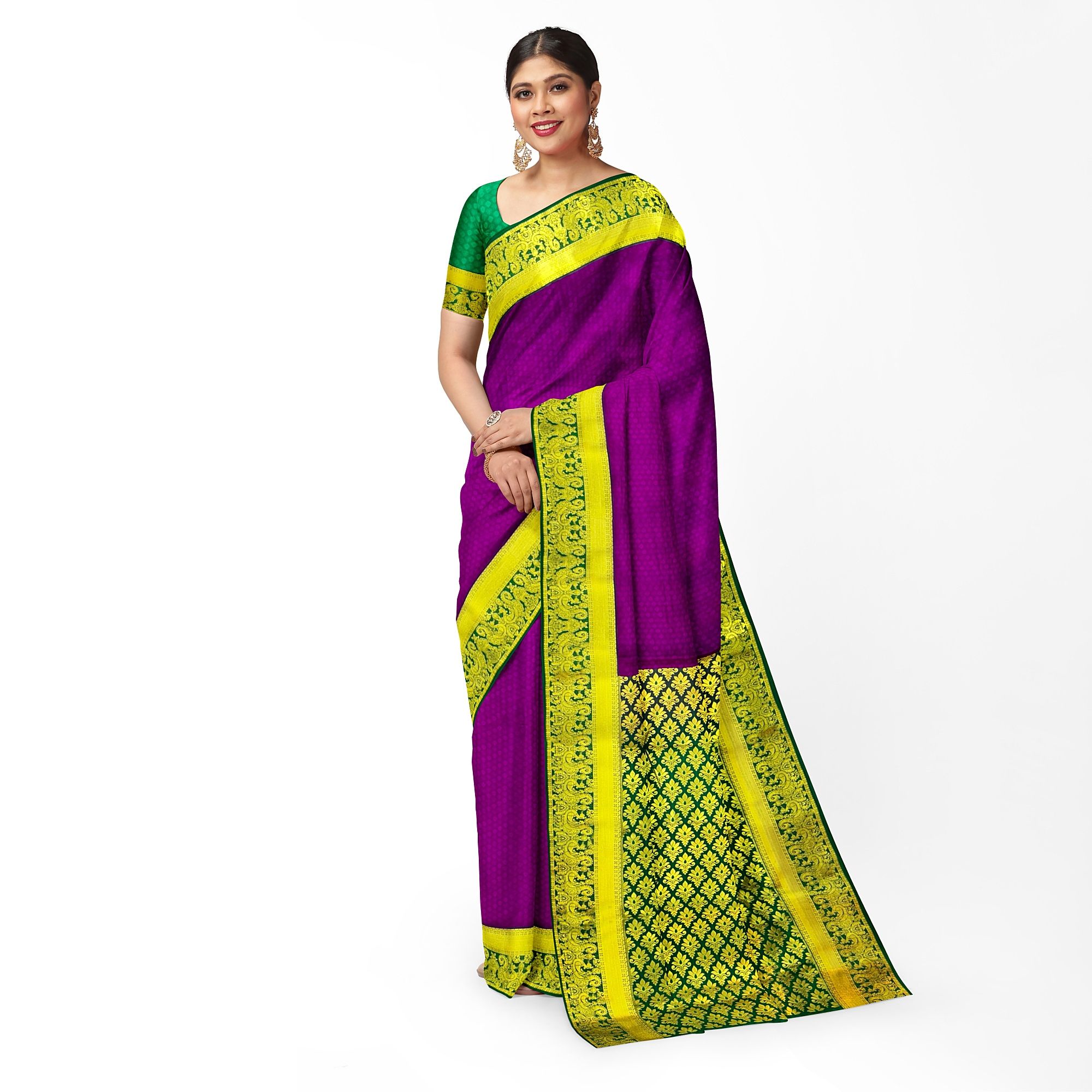 Purple Color Solid Mixed Soft Silk Saree with Unstitched Blouse