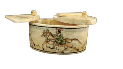 Jakir Hussain Bone Storage Box Miniature Painting Antique Finish Multipurpose Box set of 1