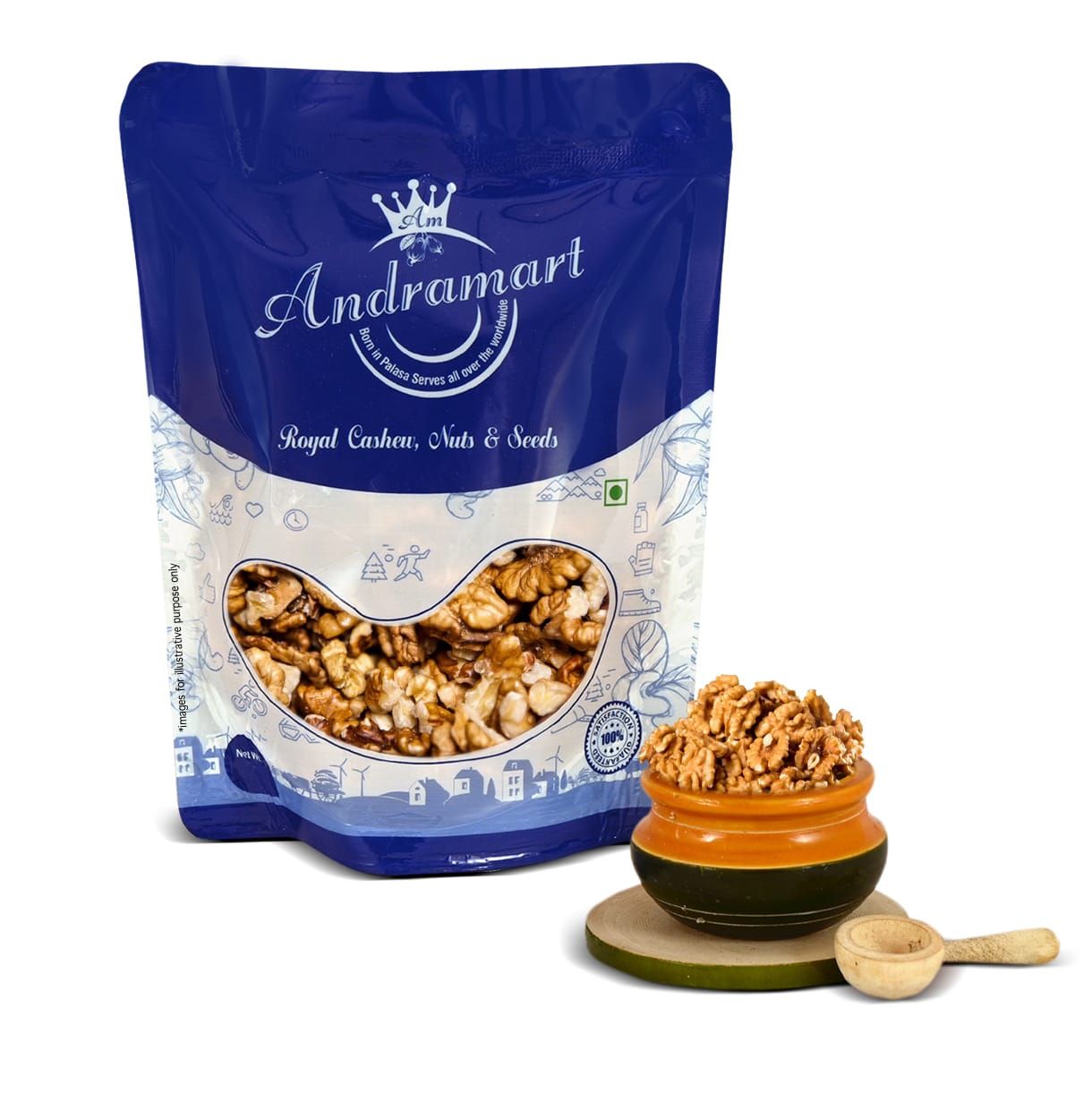 AndraMart Premium Natural Dried Walnut Kernels 100 gm | Premium Akrot Giri | Rich in Protein & Iron | Low Calorie Nut | 0g Trans Fat & Cholesterol Free