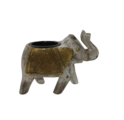 Handmade and Hand-Painted Wooden Elephant Candle Holders Stand and Table Decorative Set 1