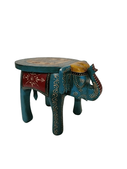 Handpainted Handcrafted Wooden Elephant Shape stool Cum Side Table, for Home/Office/Living or Bedroom