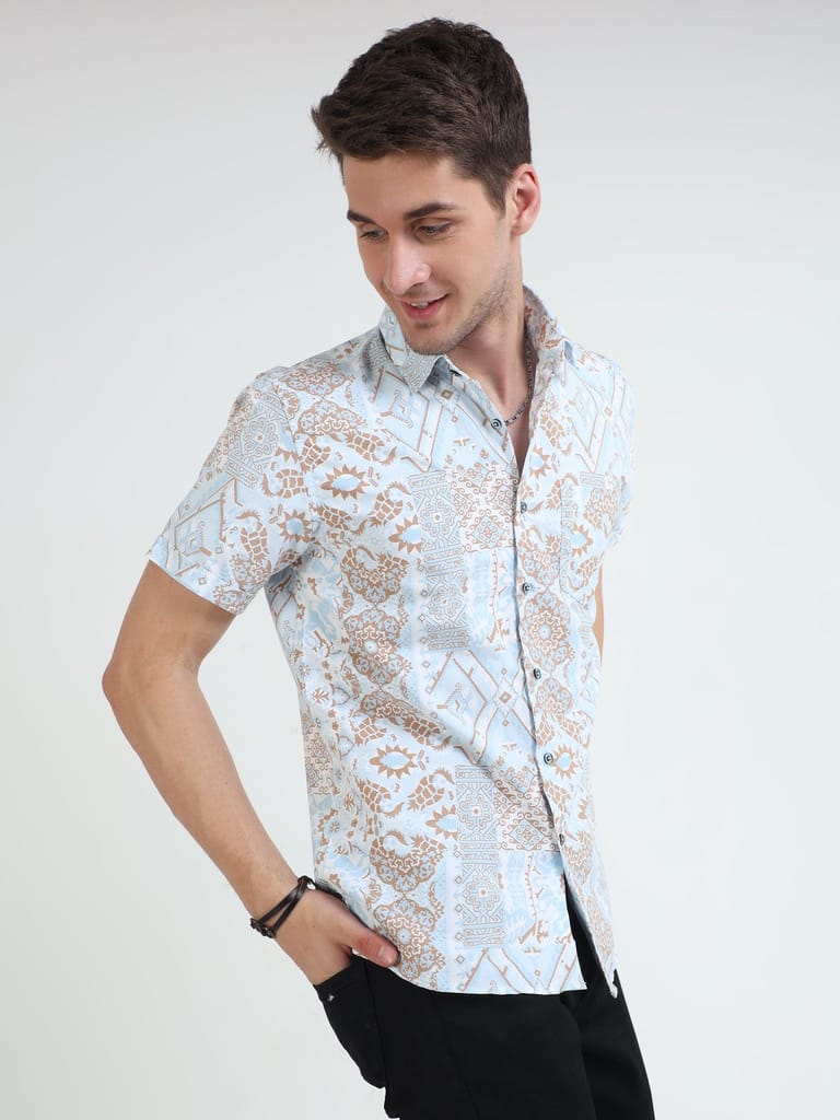 Golden Skyline Printed Half Sleeves Shirt
