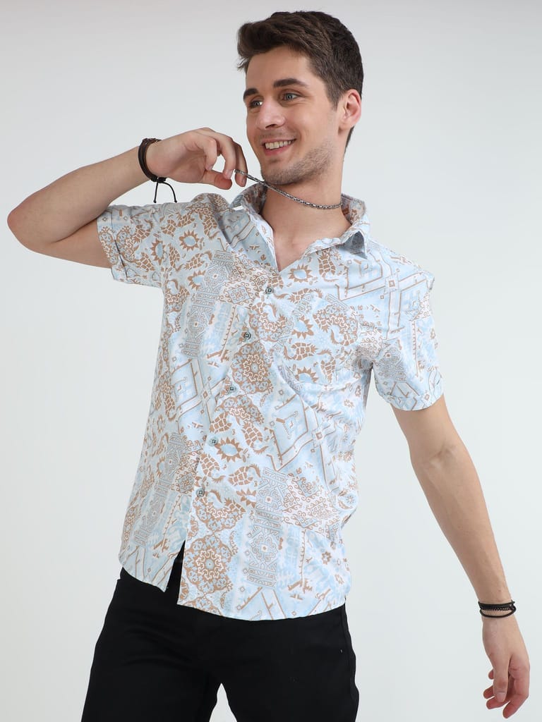 Golden Skyline Printed Half Sleeves Shirt