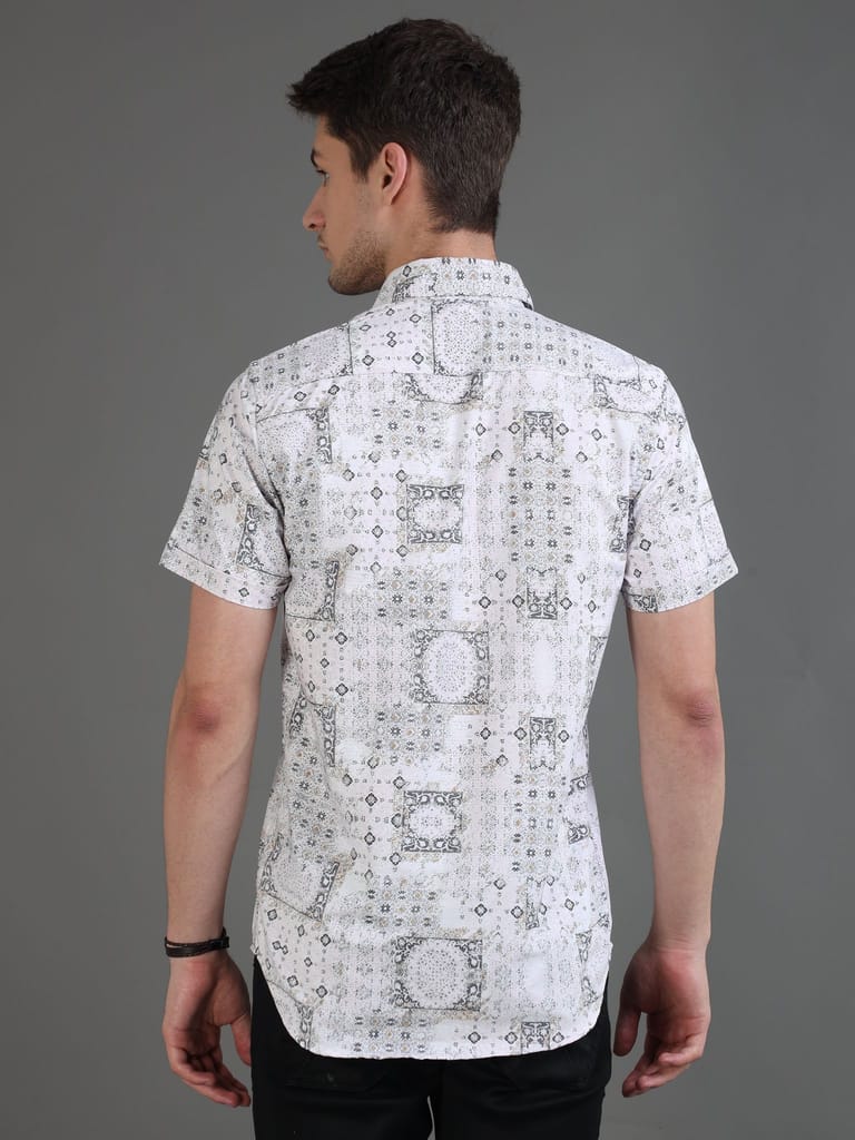 Modern Monochrome Pink Block Printed Half Sleeves Shirt