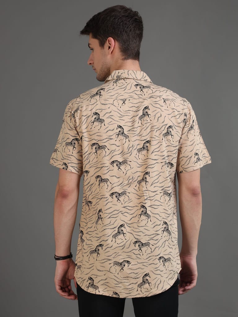 Safari Wilderness Half Sleeves Cuban Collar Shirt
