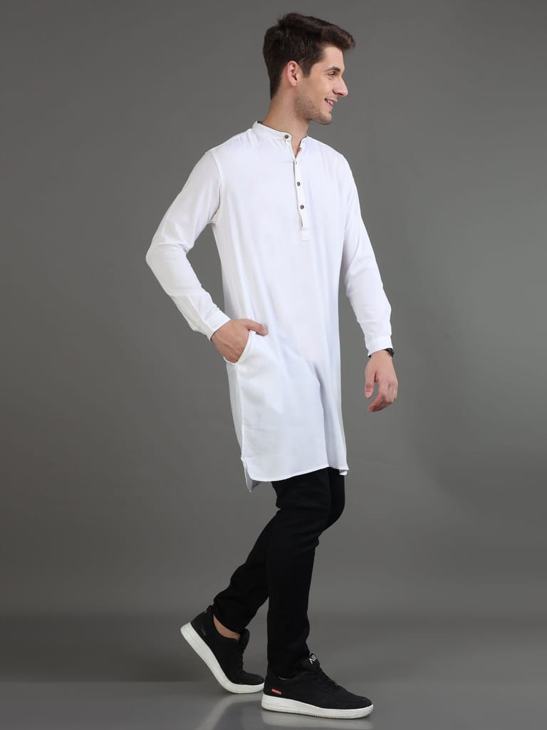 Frost White Mens Long Kurta