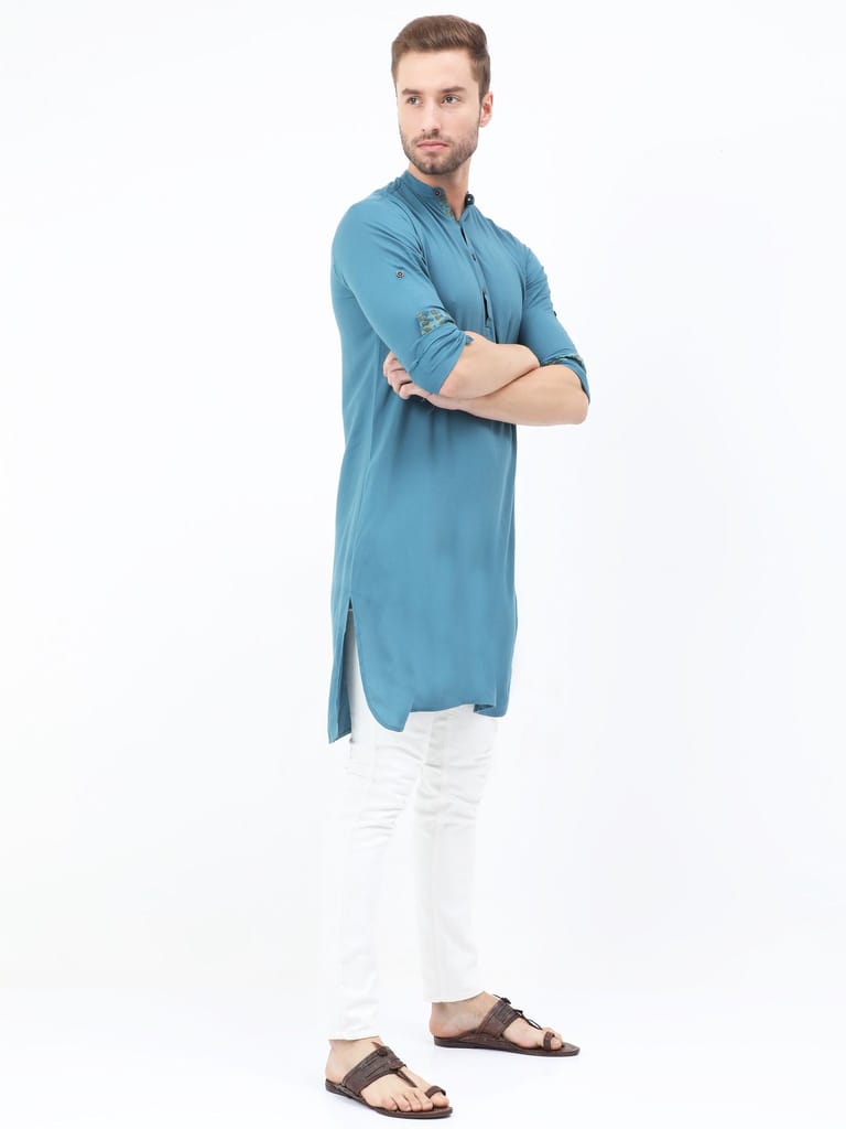 Steel Blue Slay Kurta