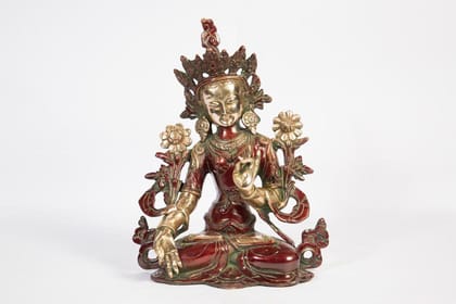 Arihant Craft� Ethnic Decor Goddess White Tara Statue Sculpture Showpiece Hand Work � 27.5 cm (Brass, Red, Green) Arihant Craft� Ethnic Decor Goddess White Tara Statue Sculpture Showpiece Hand Work � 27.5 cm (Brass, Red, Green)