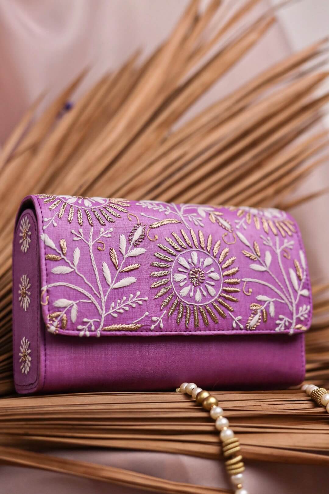 Pure Silk Chikankari Sling Bag