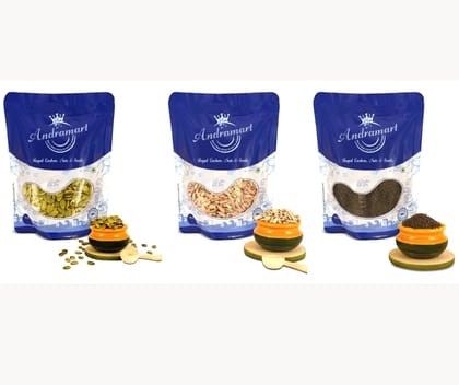 AndraMart  Raw Pumpkin, Sunflower and Basil mixed combo seeds 300 gm