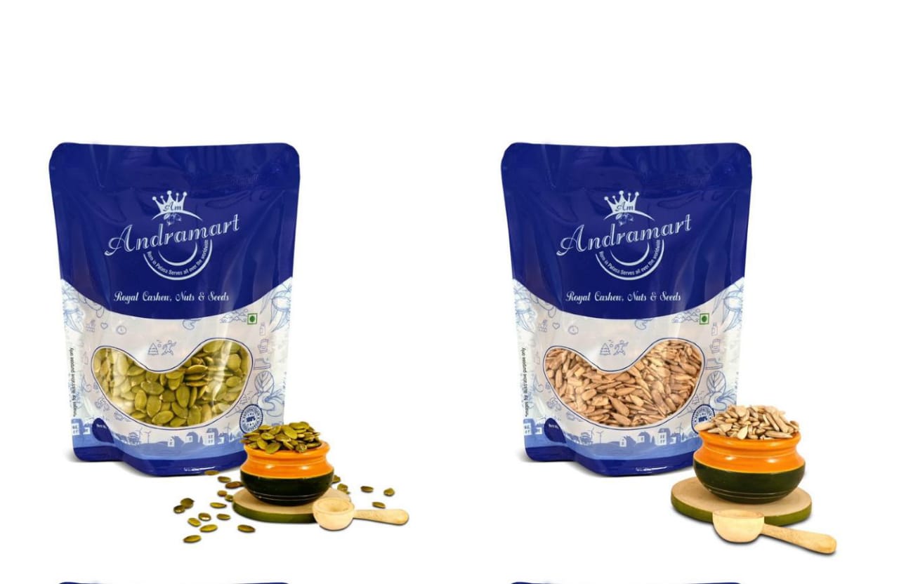AndraMart  Raw Pumpkin and Sunflower mixed combo seeds 500 gm