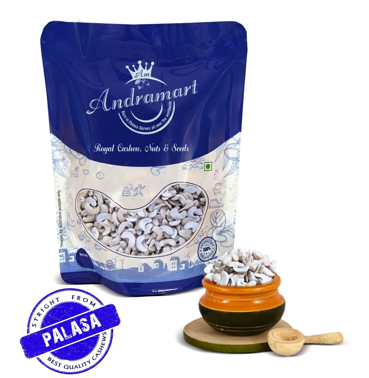 AndraMart  Premium  Split  Cashews   200 gm  |  Chura| Kaju | Tukda Kaju