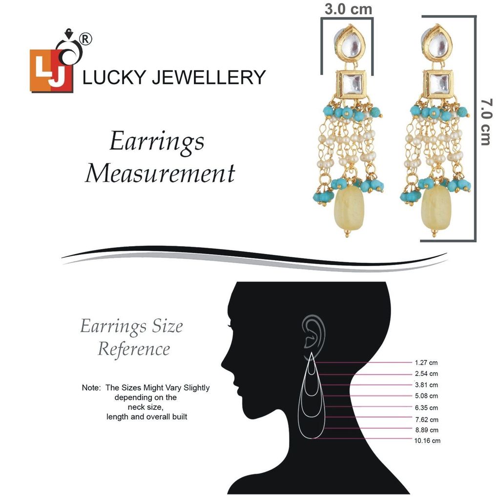 LUCKY JEWELLERY Back Meenakari 18k Gold Plated Multicolor Tika Earring Combo Uncut Big Faux Kundan Choker Necklace set