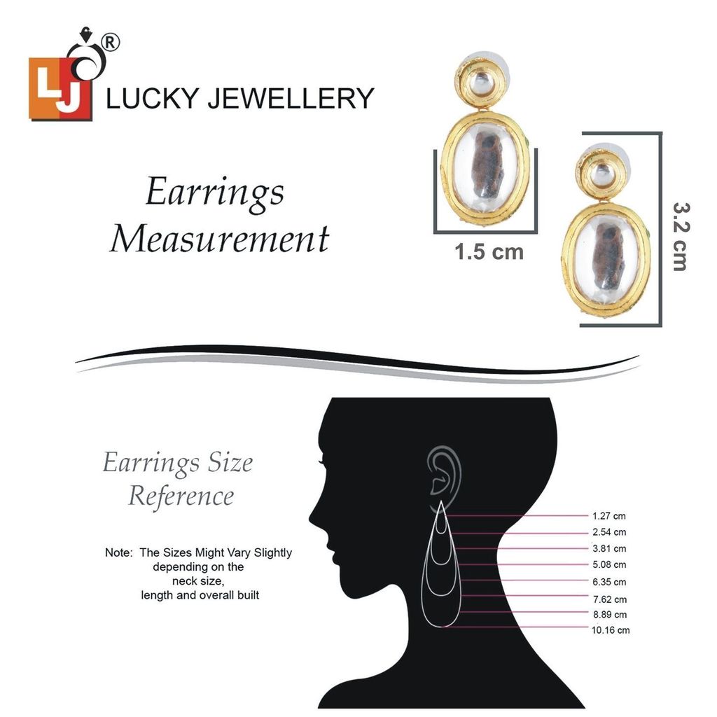 LUCKY JEWELLERY Back Meenakari 18k Gold Plated White Color Earring Combo Uncut Big Faux Kundan Choker Necklace set