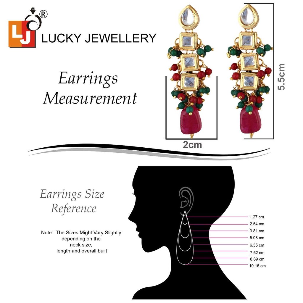 LUCKY JEWELLERY Back Meenakari 18k Gold Plated Multicolor Tika Earring Combo Uncut Big Faux Kundan Choker Necklace set