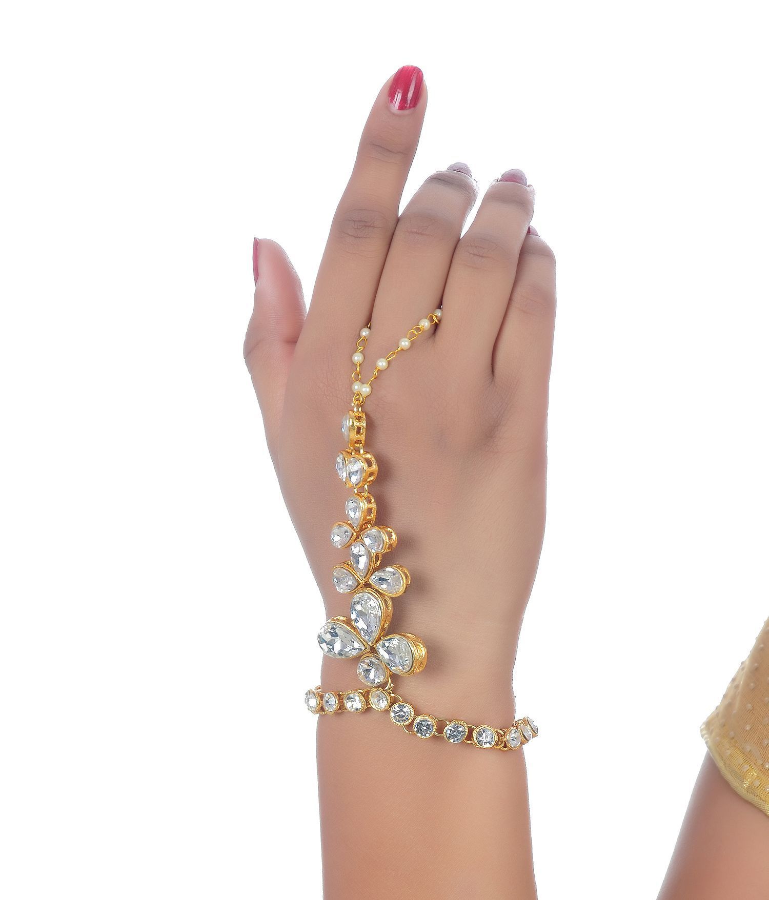 Jewelled|women's Rhinestone Pearl Chain Bracelet - Punk Cuban Link Fashion  Jewelry